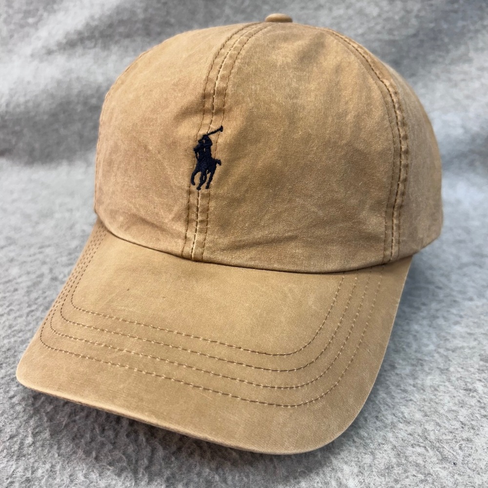 Polo Ralph Lauren Vintage 90's Pony Tan Lined Baseball Hat Leather Strap